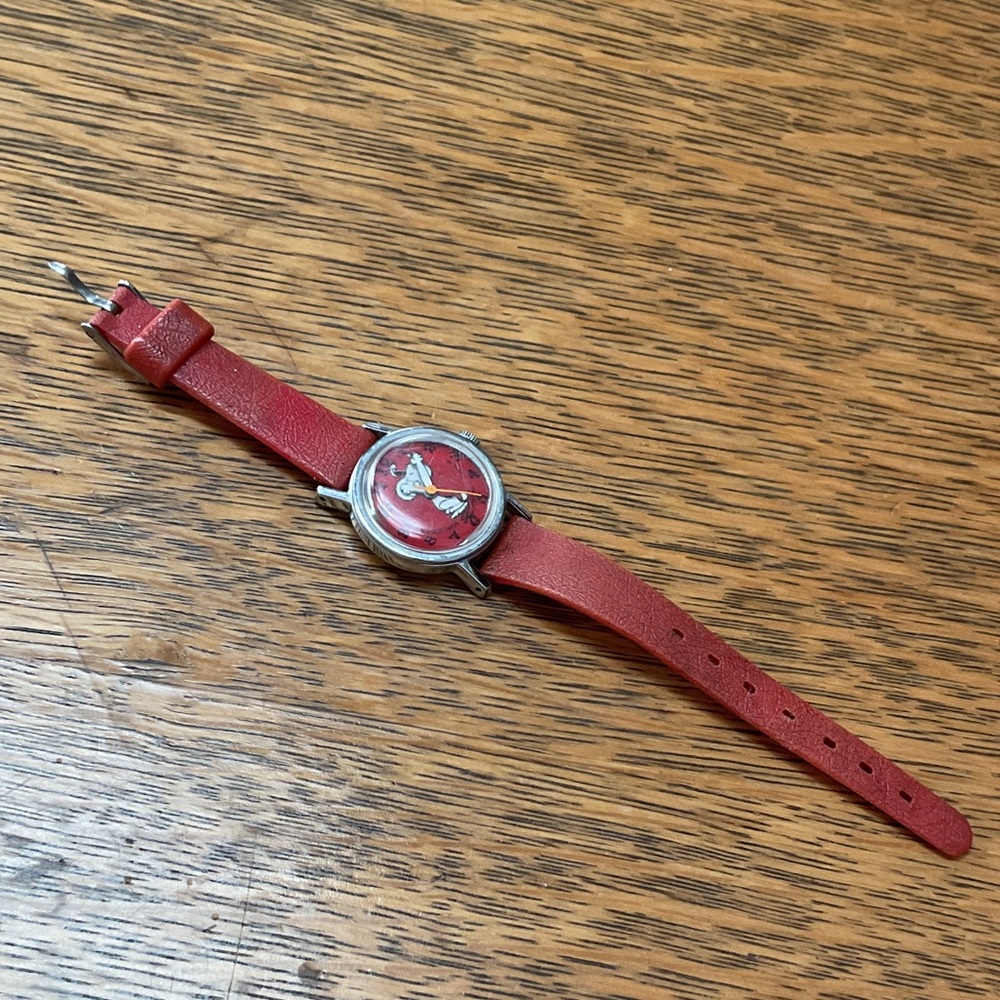 Vintage 1958 Timex Peanuts Snoopy Red Watch